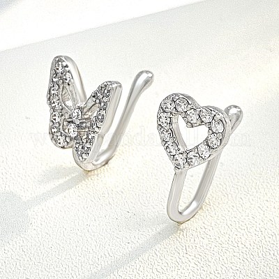 Бабочка сердце латунный микропаве прозрачный кубический цирконий клипса на нос кольца FS-WGAE293-01-1