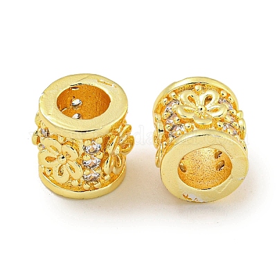 Реечное покрытие латунь микро паве прозрачный кубический цирконий европейские бусины KK-L215-300G-1