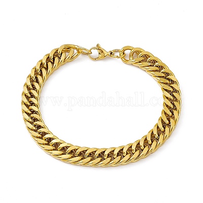 Браслет из нержавеющей стали 201 с вакуумным покрытием PVD и застежками из нержавеющей стали 304 для мужчин и женщин BJEW-M235-02B-G-1