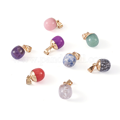 12 шт. 12 стильных подвески из натуральных смешанных драгоценных камней с золотым покрытием G-YS0001-19-1