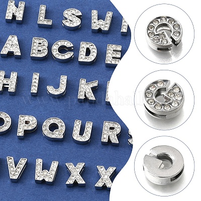 52 шт. 26 стиля алфавита сплав начальные слайд-шармы со стразами класса А ALRI-FS0001-08-1
