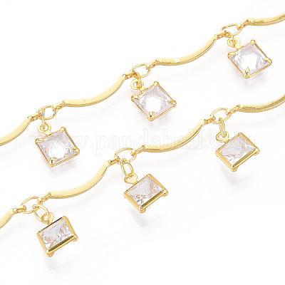 Цепи из латуни и стекла с фестончатыми прутьями CHC-T018-09G-1