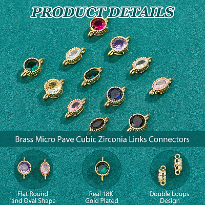 12шт 2 стиля латунные микро проложить кубические циркониевые соединители KK-HS0015-22A-1
