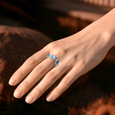 4 шт. 2 цвета регулируемые латунные эмалевые звездные манжеты для женщин RJEW-HY0001-08-1