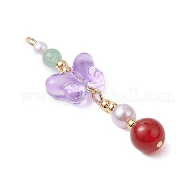 Подвески из натурального сердолика и стекла PALLOY-JF03192-06-1