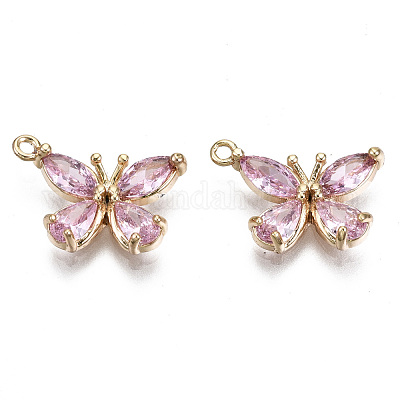 Настоящие 18к позолоченные латунные подвески с микропаве и кубическим цирконием&nbsp;KK-T056-59G-04-NF-1