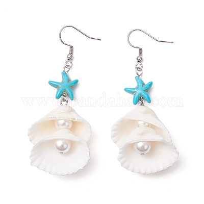 Оболочки болтающийся серьги EJEW-TA00646-1