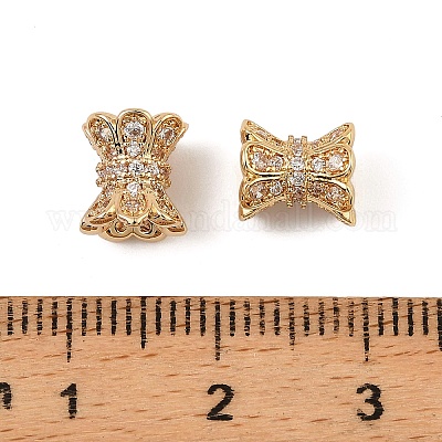 Латунные микро проложить кубического циркония бусы KK-K374-21G-1