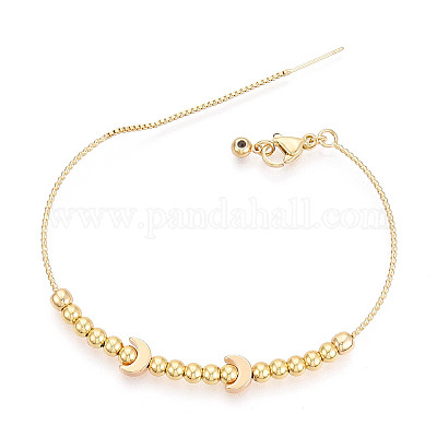 Регулируемые браслеты-слайдеры из латунных бусин для женщин BJEW-T022-21G-1