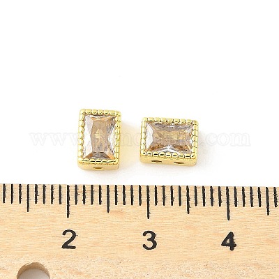 Прямоугольные латунные стеклянные бусины KK-Z101-01G-1