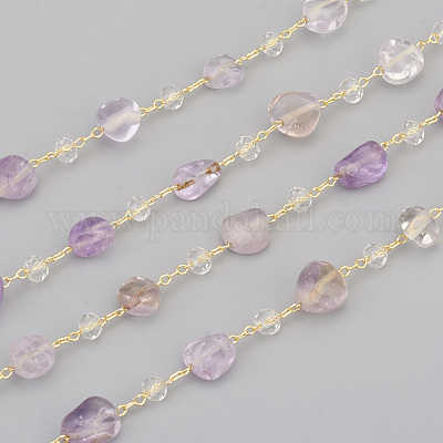 3.28 фут ручной работы из натурального аметиста цепочки из бисера X-CHC-I031-11B-1