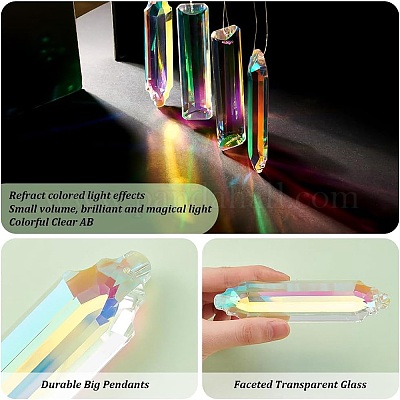 4 шт. 2 стиля граненые прозрачные стеклянные большие подвески GLAA-PH0003-24-1
