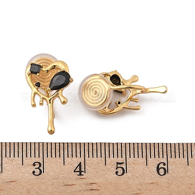 Серьги-клипсы из латунного микропаве из циркония EJEW-K286-11G-1