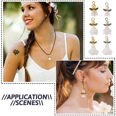 30 шт. 6 стильных подвески-ангелы из матового акрила FIND-TA0002-86-1