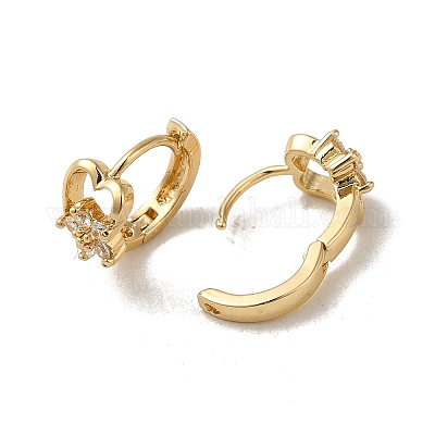 Серьга-кольцо KC из позолоченной латуни с микропаве и фианитами EJEW-L271-01KCG-13-1