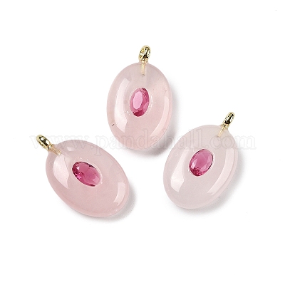 Подвески из натурального розового кварца и кубического циркония G-Z076-01G-02-1