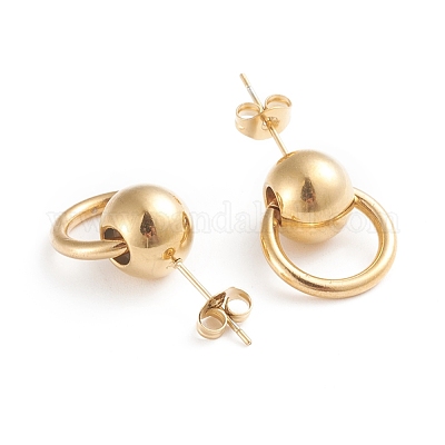 Серьги-гвоздики из нержавеющей стали 304 EJEW-F246-01GP-1