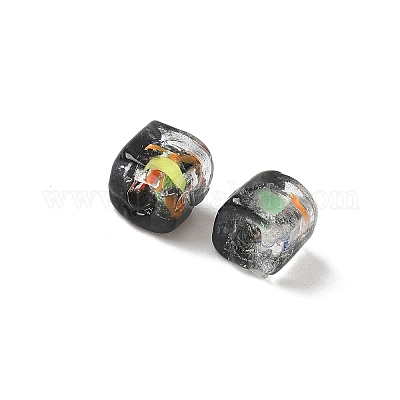 Запеченные бусины ручной работы из золотистого песка с росписью LAMP-P072-01A-02-1