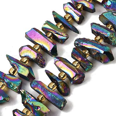 Гальванизировать природный кристалл кварца бусы пряди G-F800-B13-1