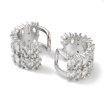 Женские серьги-манжеты из латуни с микропаве и цирконием «конский глаз» EJEW-E310-08P-1