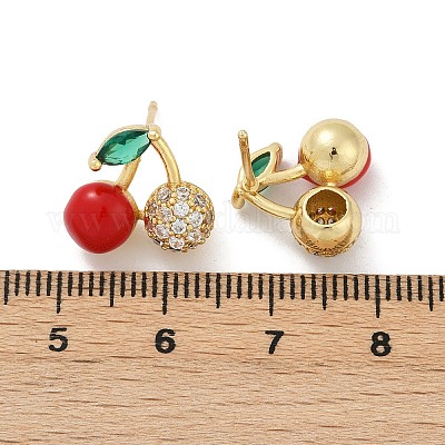 Латунные микро проложить серьги стержня кубического циркония EJEW-F895-27A-01G-1