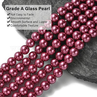 Экологичные нити жемчужных бусин из окрашенного стекла HY-A008-6mm-RB027-1