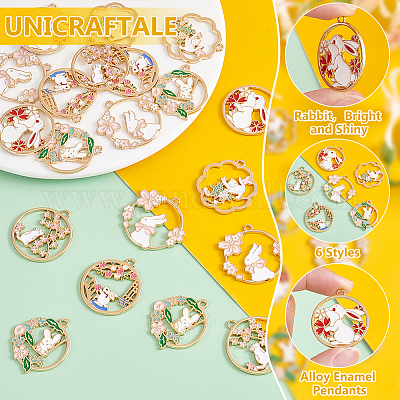 24шт 6 стиля подвески из сплава с эмалью ENAM-UN0001-18-1