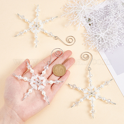 Рождественский стеклянный кулон в виде снежинки HJEW-GO00060-1