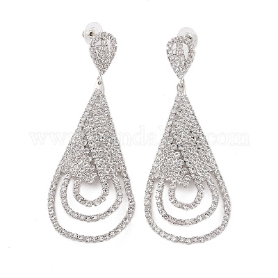 Латунные микро проложить серьги стержня кубического циркония EJEW-B046-13P-1