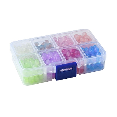 400шт 8 цвета выпечки окрашены имитации нефритового стекла круглые бусины пряди DGLA-FS0001-09-1