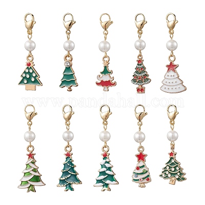 10 шт. подвесные украшения из эмалевого сплава для рождественской елки HJEW-JM03817-1