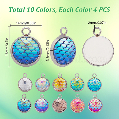 40шт 10 цвета подвески из смолы RESI-GO0001-09-1