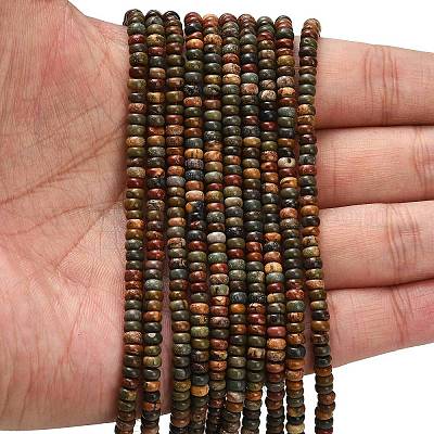 Нити бусин из натуральной яшмы пикассо/полихромной яшмы G-L635-A38-4x2mm-1