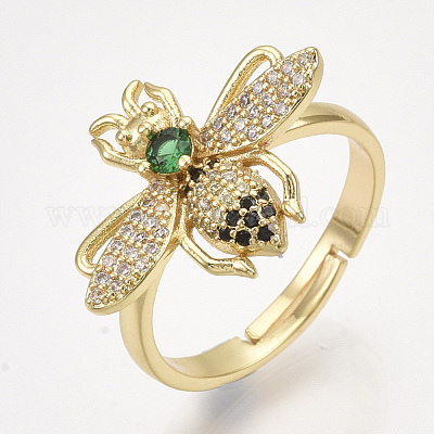 Регулируемые латунные кольца из микро-паве циркония RJEW-S044-015-1