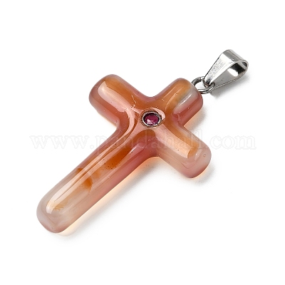 Подвески-крестики из натурального красного агата KK-D021-04J-P-1