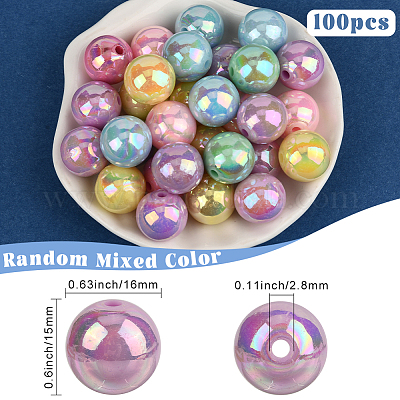 100 шт. Непрозрачные акриловые бусины&nbsp;OACR-PA0001-31C-1