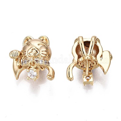 Латунные микропейв прозрачные кубические циркониевые винты с ушками KK-Q764-031-1