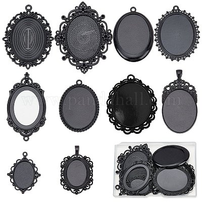 10 шт. 10 стиля овальных подвесок из сплава с кабошонами FIND-SC0009-96-1