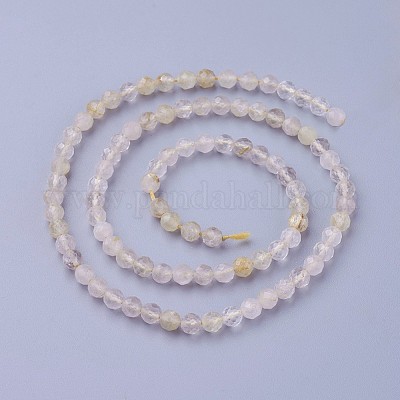 Нити бусин из натурального золота с рутилированным кварцем G-F619-10A-4mm-1