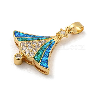 Рождественские латунные подвески с микропаве из фианита KK-H468-03A-02G-1