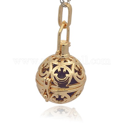 Золотой тон латунь полые круглые подвески KK-J216-07G-1