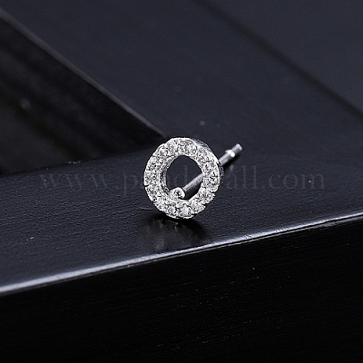 Серьги-гвоздики из платиновой латуни с микропаве и цирконием XI6969-15-1