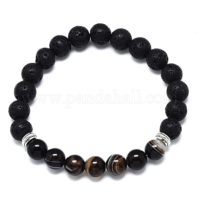 Крашеные бусины из натурального агата эластичные браслеты BJEW-R309-02-B03-1