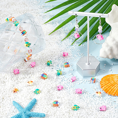 5 прядь бусины из полимерной глины ручной работы CLAY-SC0002-22-1