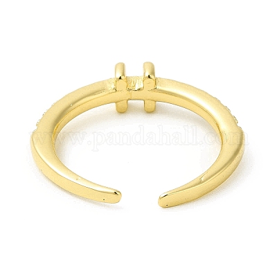 Кольцо-манжета с открытой буквой из прозрачного кубического циркония RJEW-H120-09G-H-1