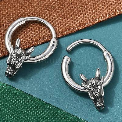 Серьги-кольца из хирургической нержавеющей стали 316 в форме головы дракона EJEW-G416-22AS-1