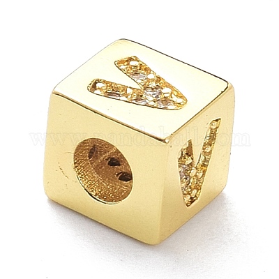 Настоящие 18k позолоченные латунные бусины из прозрачного кубического циркония с микропаве ZIRC-L091-076G-V-1