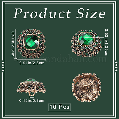 10 шт. пуговица с 1 отверстиями из сплава и стразами BUTT-GF0003-54-1