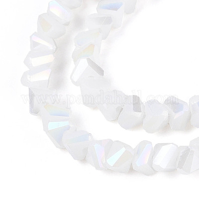 Гальванические непрозрачные стеклянные бусины GLAA-N022-4mm-03-1