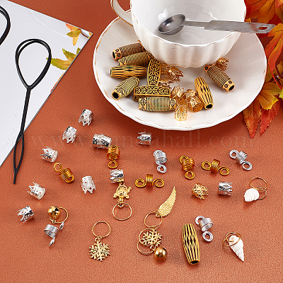 Пластиковые бусины для плетения дредов и алюминиевые бусины для плетения дредов OHAR-NB0001-15-1